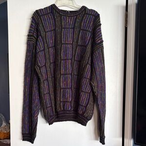 Men's Multicolor Striped Crewneck Sweater - Purple Accent
